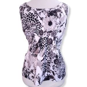 Ann Taylor Womens XL Top Floral Scoop Neck Sleeveless Embellished Empire Waist